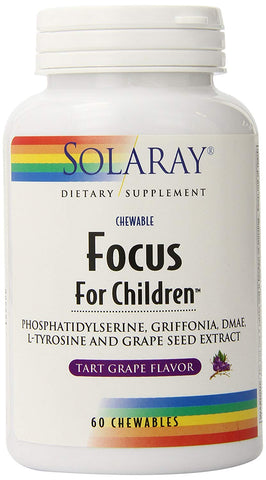 Solaray Focus For Children Tart Grape Flavor-60 Chewables
