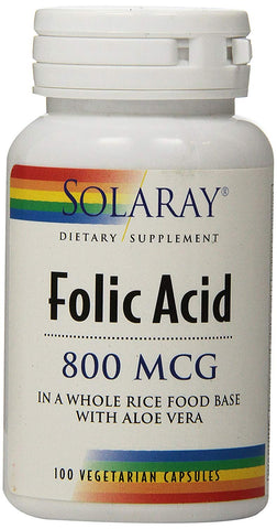 Solaray Folic Acid 800 Mcg-100 Vegetarian Capsules