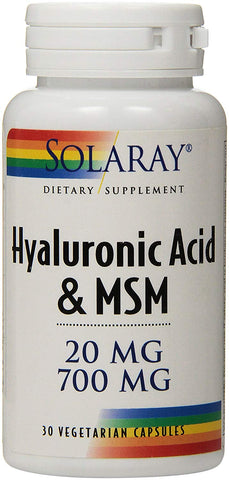 Solaray Hyaluronic Acid & MSM 20 Mg/700 Mg-30 Vegetarian Capsules