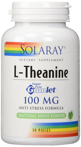Solaray L-Theanine 100 Mg Anti Stress Formula Natural Mint Flavor-30 Pieces
