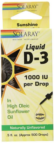 Solaray Liquid D3 1000 IU Per Drop Unflavored-0.5 Oz