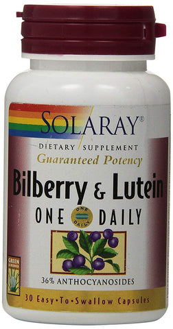 Solaray Bilberry & Lutein One Daily-30 Easy To Swallow Capsules