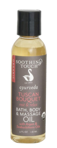 Soothing Touch Ayurveda Tuscan Bouquet Bath, Body & Massage Oil With Argan & Seabuckthorn Oils-4 Oz