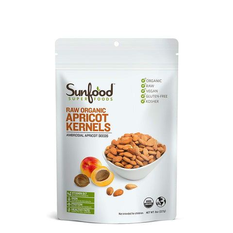Sunfood Superfoods Raw Organic Sweet Apricot Kernels-8 Oz