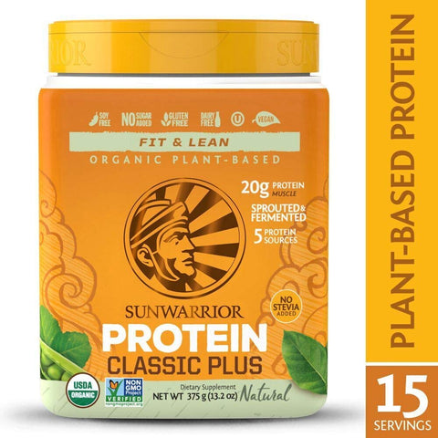 Sun Warrior Classic Plus Organic Raw Plant Based Protein Natural-13.2 Oz