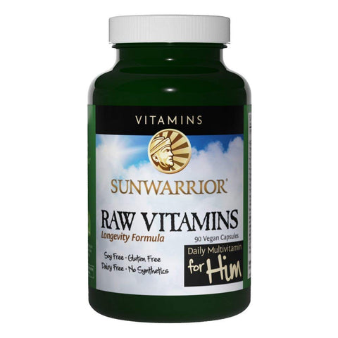 Sun Warrior Raw Vitamins Daily Multivitamin For Him-90 Vegan Capsules