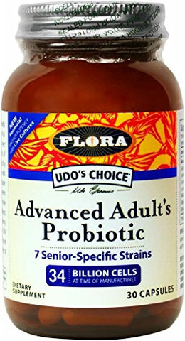 Flora UDO's Choice Advanced Adult's Probiotic 7 Senior Specific Strains 34 Billion Cells-30 Capsules Note: Need To Be Refrigerated