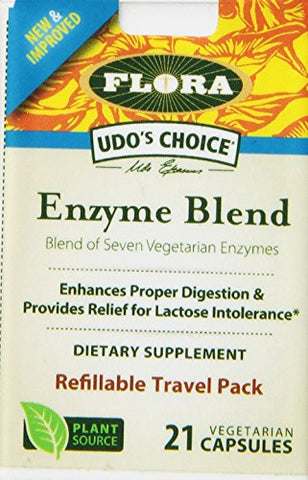 Flora UDO's Choice Enzyme Blend Refillable Travel Pack-21 Vegetarian Capsules