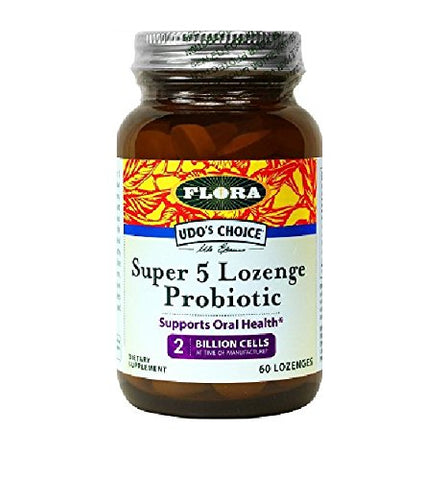 Flora UDO's Choice Super 5 Probiotic 2 Billion Cells-60 Lozenges Note: Need To Be Refrigerated