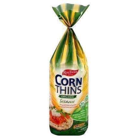 Real Foods Corn Thins, Organic, Sesame - 25 Each