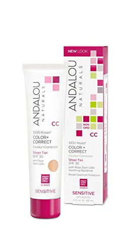 Andalou Naturals Color+Correct Sheer Tan SPF 30 Sensitive-2 Oz