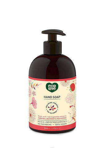 Eco Love Hand Soap Made With Red Vegetable Extracts Tomato Beetroot & Red Pepper-17.6 Oz