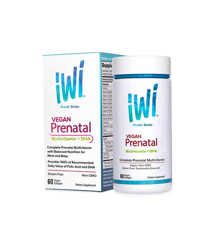IWI Algae Based Vegan Prenatal Multivitamin+DHA-60 Vegan Softgels