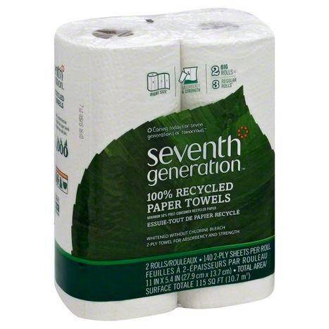 Seventh Generation Paper Towels, Big Rolls, Right-Size, 2-Ply - 2 Each