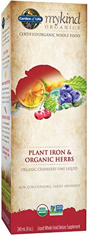 Garden Of Life My Kind Organics Plant Iron & Organic Herbs Cranberry Lime Flavor-8 Oz