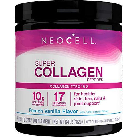 Neo Cell Super Collagen Powder 6600 Mg Type 1 & 3 French Vanilla Flavor-7 Oz