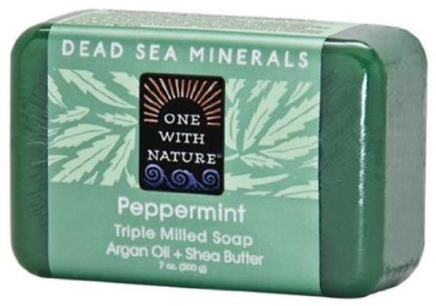 One With Nature Peppermint Triple Milled Soap Argan Oil & Shea Butter-7 Oz