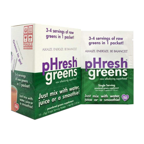 pHresh Greens Raw Alkalizing Superfood 15 Single Serving Packets-2.65 Oz