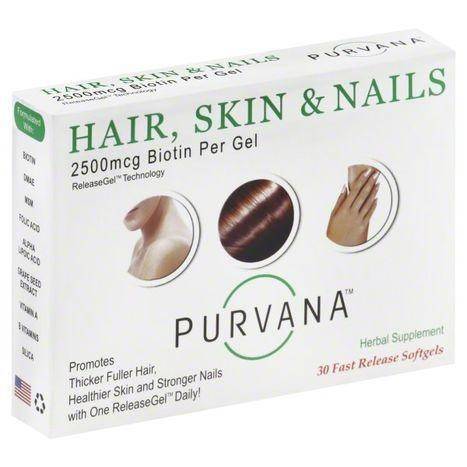Purvana Hair, Skin & Nails, Fast Release Softgels - 30 Each