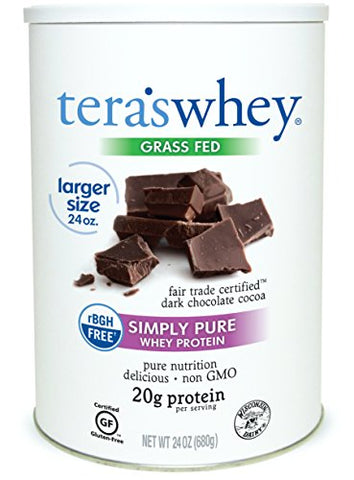 Tera's Whey Grass Fed Whey Protein Dark Chocolate Cocoa Flavor-24 Oz