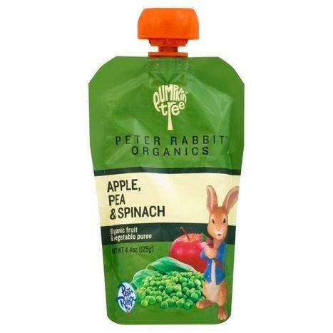 Pumpkin Tree Peter Rabbit Organics Fruit & Vegetable Puree, Organic, Apple, Pea & Spinach - 4.4 Ounces