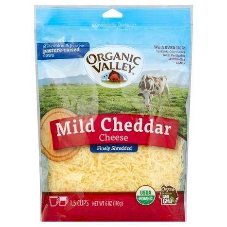 Organic Valley Cheese, Finely Shredded, Mild Cheddar - 6 Ounces