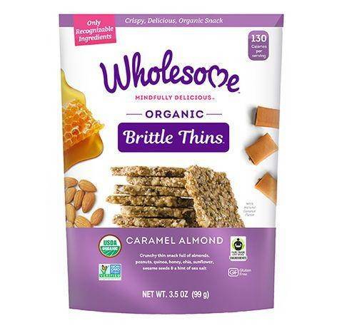 Wholesome Brittle Thins, Organic, Caramel Almond - 3.5 Ounces