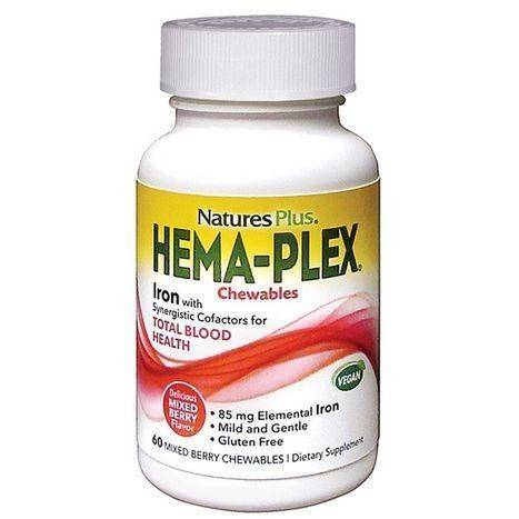 Nature's Plus Hema-Plex Chewables, Mixed Berry 85 mg - 60 Chewables