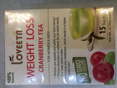 Loveeta Weight Loss Creanberry Tea 15 Tea Bags-0.79 Oz