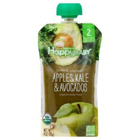 Happy Baby Organics Baby Food, Organic, Apples, Kale & Avocados, 2 (6+ Months) - 4 Ounces