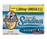 Season Sardines, in Water, Salt Added - 3.75 Ounces