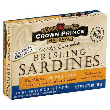 Crown Prince Sardines, Brisling, in Mustard - 3.75 Ounces