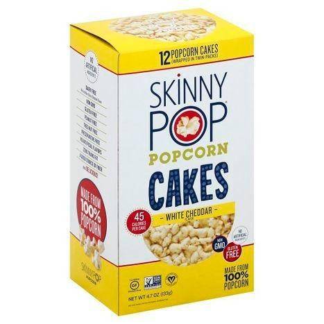 SkinnyPop Popcorn Cakes, White Cheddar - 12 Each