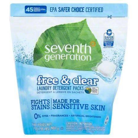 Seventh Generation Laundry Detergent Packs, Free & Clear, 45 Packs - 45 Each