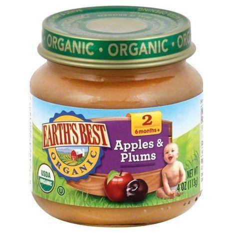 Earths Best Organic Apples & Plums, 2 (6 Months+) - 4 Ounces