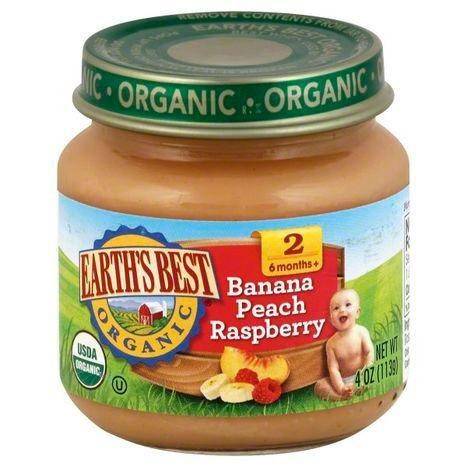 Earths Best Organic Banana Peach Raspberry, 2 (6 Months+) - 4 Ounces