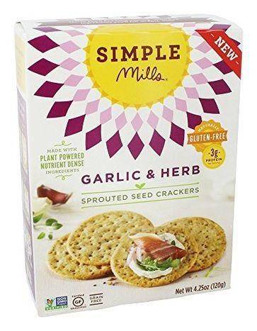 Simple Mills Crackers, Sprouted Seed, Garlic & Herb - 4.25 Ounces