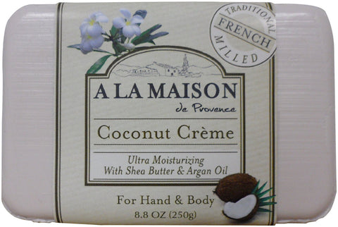 A La Maison Coconut Creme With Shea Butter & Argan Oil Soap For Hand & Body-8.8 Oz
