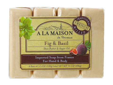 A La Maison Fig & Basil With Shea Butter & Argan Oil Soap 4 Bars-14 Oz