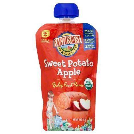 Earths Best Organic Baby Food Puree, Sweet Potato Apple, 2 (Over 6 Months) - 4 Ounces