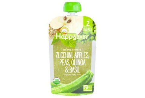 Happy Baby Organics Baby Food, Organic, Zucchini, Apples, Peas, Quinoa & Basil, 2 (6+ Months) - 4 Ounces