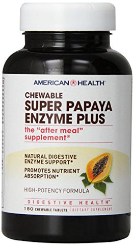 American Health Super Papaya Enzyme Plus-180 Chewable Tablets