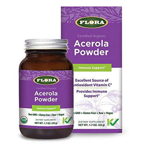 Flora Organic Acerola Powder Immune Support-1.7 Oz