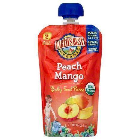 Earths Best Organic Baby Food Puree, Peach Mango, 2 (Over 6 Months) - 4 Ounces