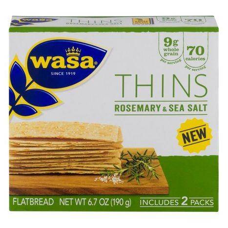 Wasa Flatbread, Thins, Rosemary & Sea Salt - 6.7 Ounces