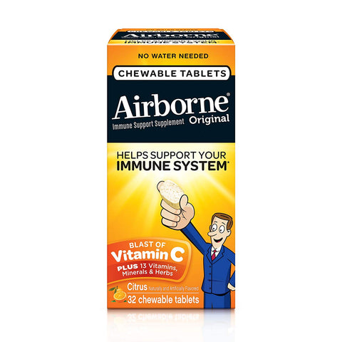 Airborne Original Imumune Support Citrus Flavor-32 Chewable Tablets