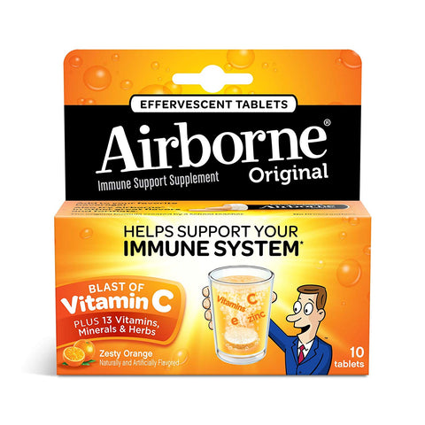 Airborne Original Immune Support Zesty Orange Flavor-10 Effervescent Tablets