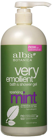 Alba Botanica Very Emollient Bath & Shower Gel Sparkling Mint-32 Oz