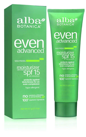 Alba Botanica Even Advanced Sea Moss Moisturizer SPF 15-2 Oz