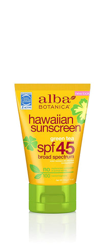 Alba Botanica Hawaiian Sunscreen Green Tea SPF45-4 Oz